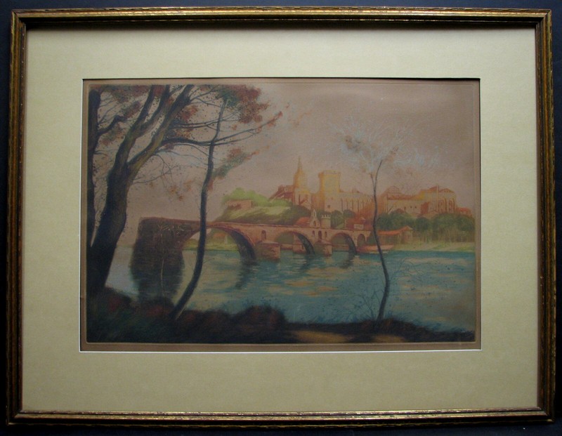 Vintage etching/aquatint of Avignon - signed - artist is unknown to me