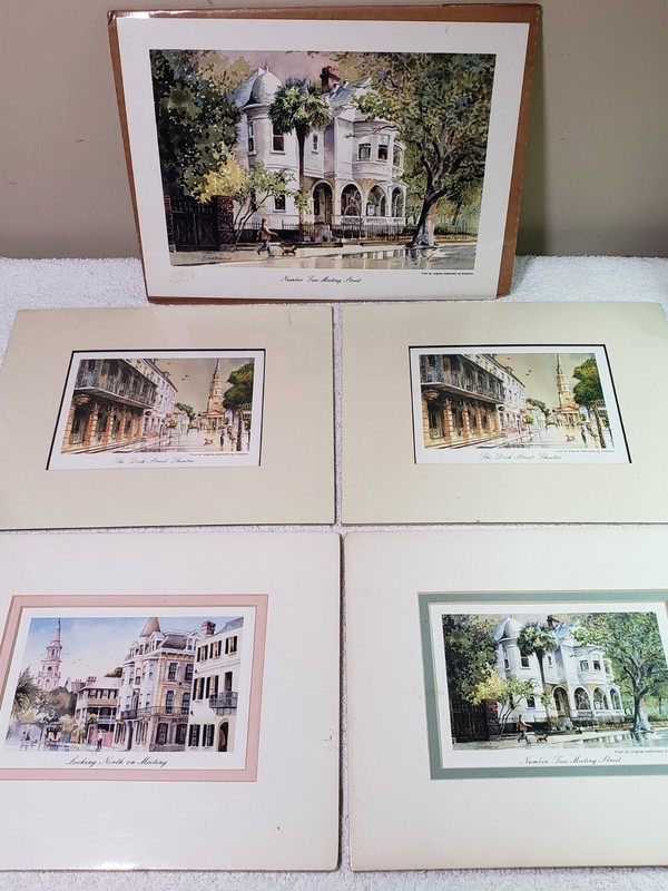 Lot of 5 Emerson Prints Dock Street Theatre Number 2 Meeting St Looking North