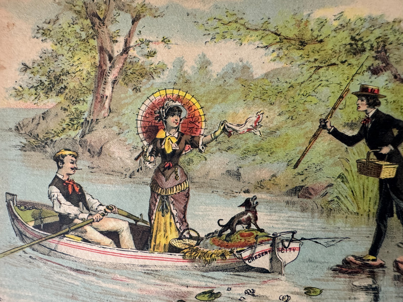 1882 Art Lithograph Print Scenes in the Sunny South "By and By..." boat MF Tobin gallery