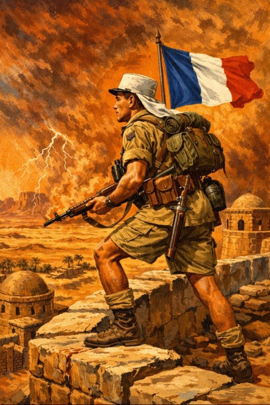 French Foreighn Legion 2nd WW. Print On Board 12×8 Inches