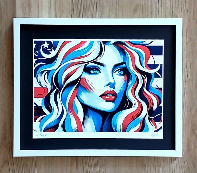 AIDAN FLUX | Hand Signed Authentic Print Framed | LARGE | COA | American Woman