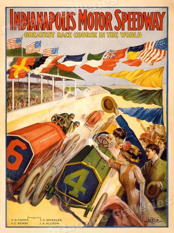 Indianapolis Motor Speedway Vintage Style Racing Poster - 20x28