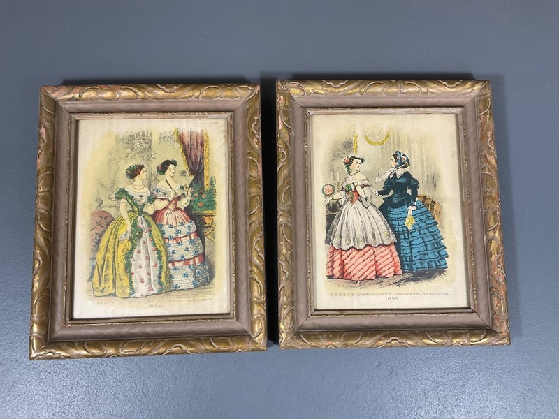 Vintage Codey’s Unrivaled Colored Fashions Oil Paintings 11.5 x 9.5 in – 2 Pack