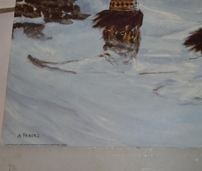 1954 A. Friberg Canadian Mountie RCMP on snowshoes with rifle Northwest Paper gallery
