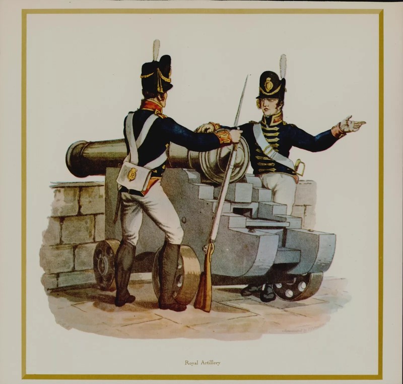 RA Royal Artillery 1812 Military Print VINTAGE 12.5″ x 11.75″ Napoleonic Cannon
