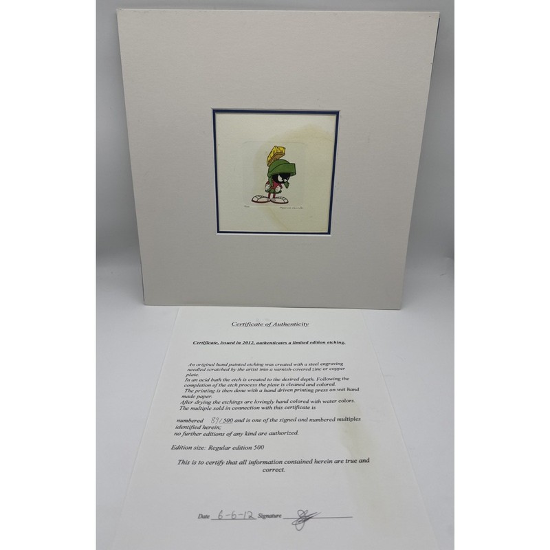 Marvin the Martian Warner Bros Miniature Etching Signed 1999 Limited Ed 89/500