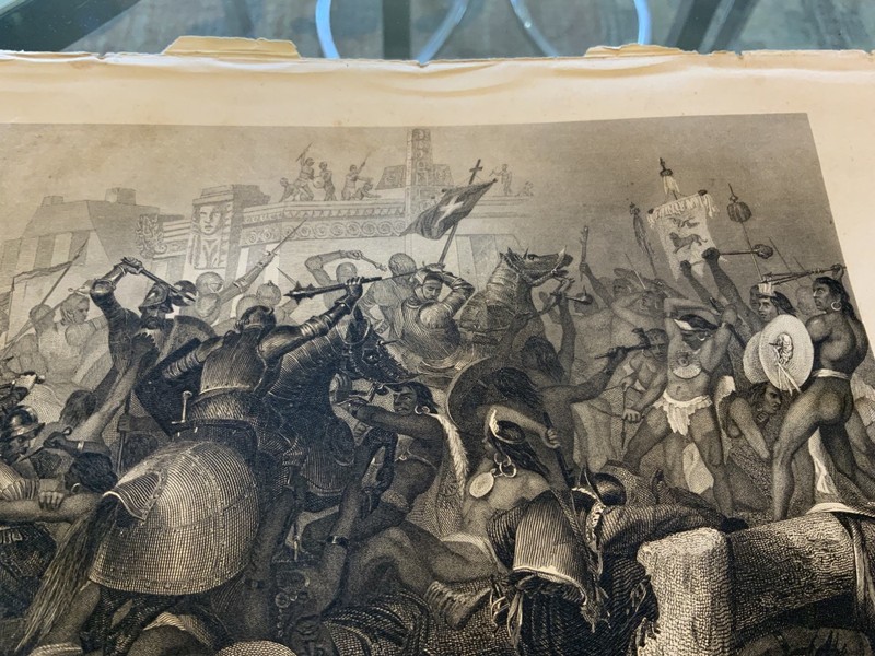 Antique Capture of the City of Mexico by Cortez Steel Engraving Victorian Print gallery