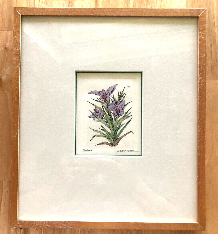 ORCHID FLOWER LITHOGRAPH ART PRINT 120 FRAMED ARTIST SIGNED