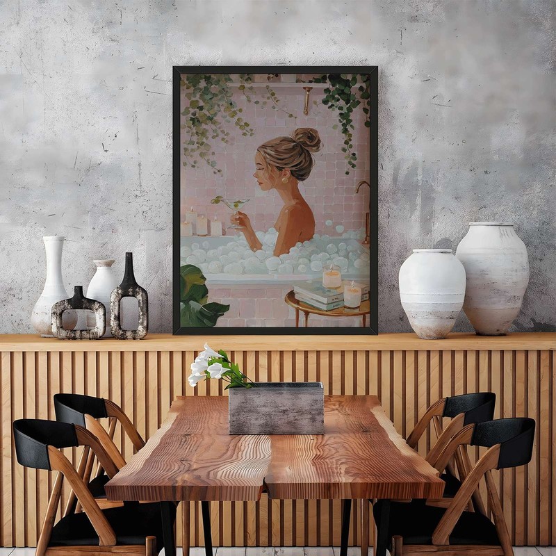 Woman Relaxing in Bubble Bath Wall Art Canvas Oil Paintings Reproduction gallery