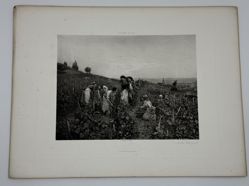 Antique 1880 Etching Art Print By Ridgway Knight “In The Vineyard” – Goupil & Co