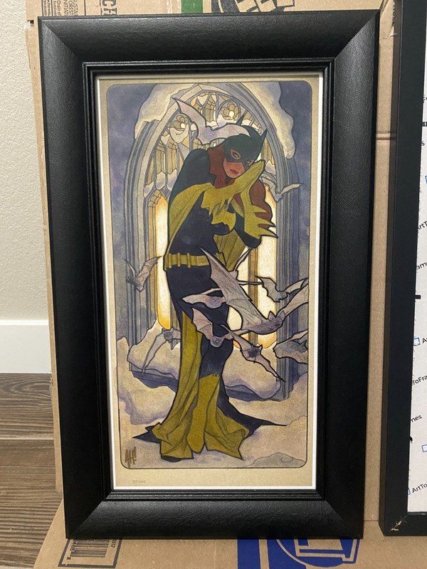Rare Batgirl Art Print Signed By Adam Hughes 9 3/8”x 18” 33/100 Framed