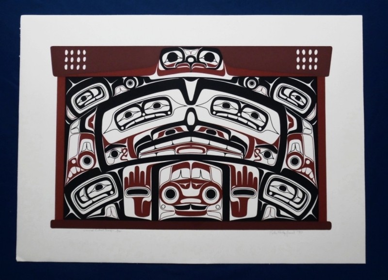 Vtg 1983 Peter Hilgeford Haida Carved Chest Design Ltd Ed Silkscreen Print 2/140
