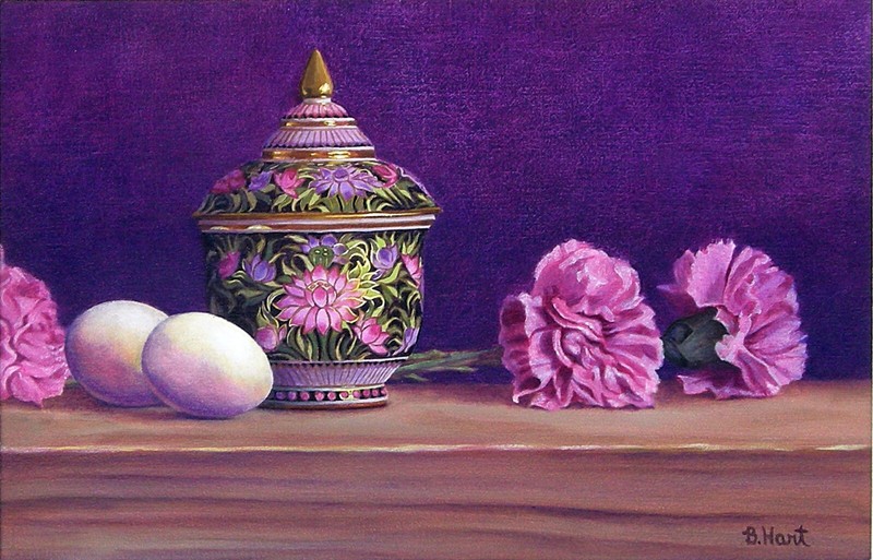 Purple Passion -Pink Carnations Flowers Print-Floral Still Life-Bedroom Decor