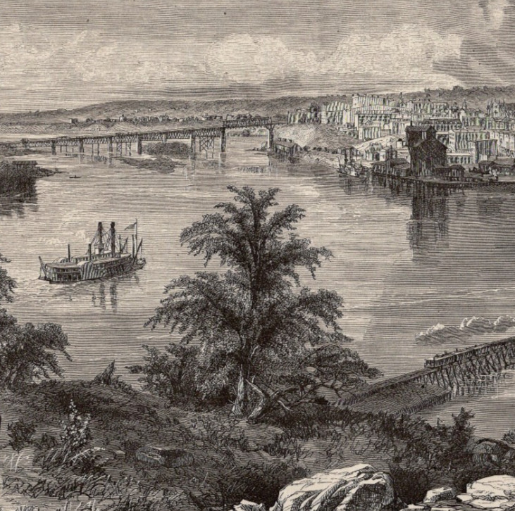 MINNESOTA – St. Paul from Dayton’s Bluff 1872 Antique Wood Engraving