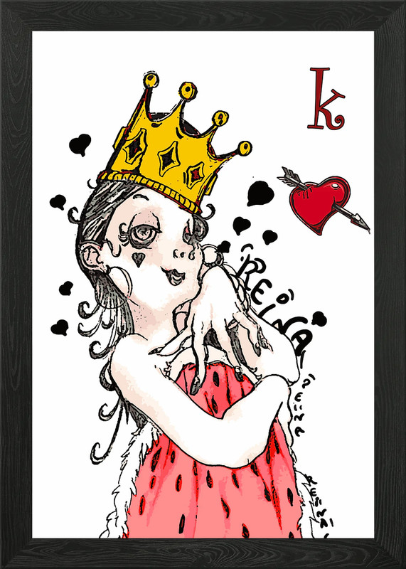 Queen of Hearts Framed Wall Art Poster Canvas Print Picture
