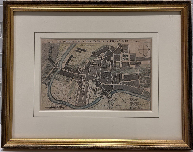 Antique Print c. 1760, New Plan of the City of Bath, Rare Historic England Gifts gallery