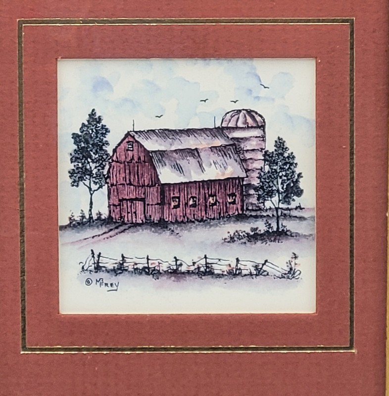 M.B. Frey Triple Farm Scene Signed Prints 11"x5" Framed gallery
