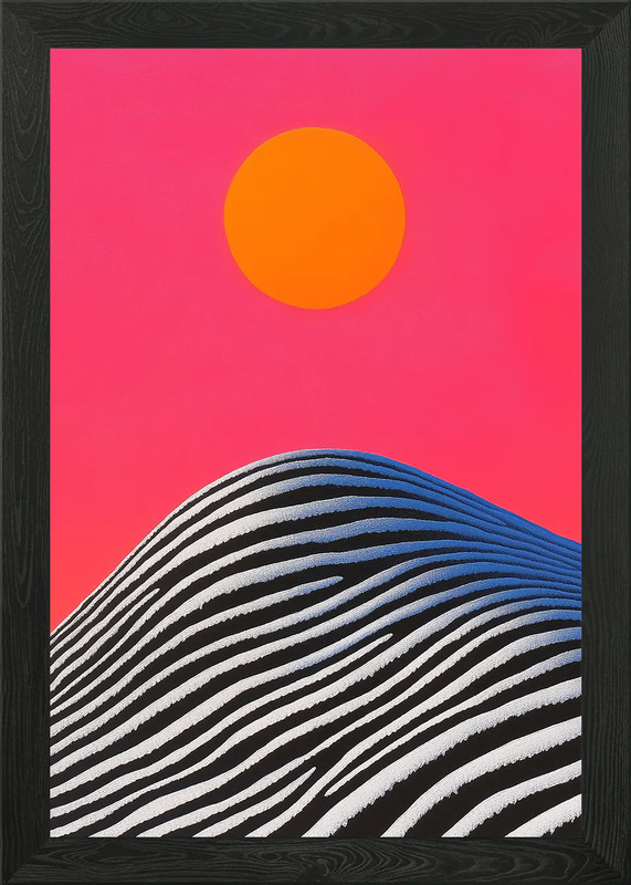 Sunset Stripes Framed Wall Art Poster Canvas Print Picture