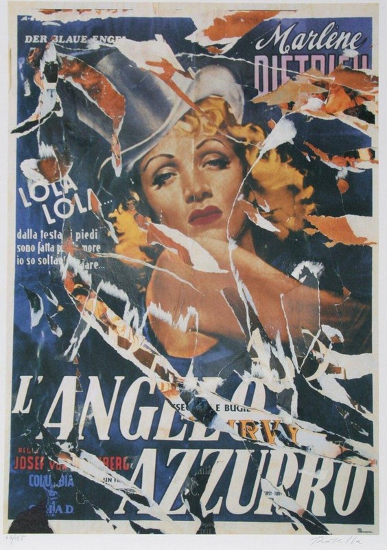Mimmo Rotella, Made to Order Love (Marlene Dietrich), Screenprint with Collage,