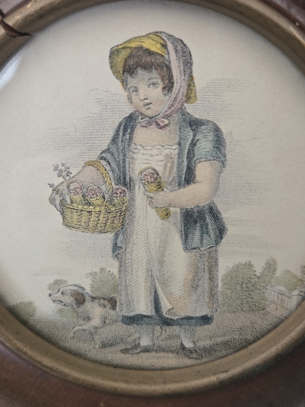 VTG Framed Children Prints Set of 3 Round Wood Frames Cottage Farmhouse Decor gallery