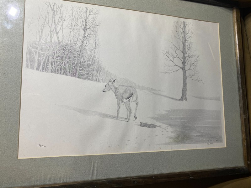 Ken Schuler "Deer In Winter Landscape Scene'" LE Print 131/200 - Signed/Framed gallery