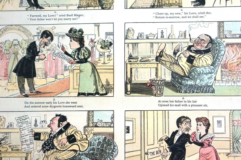 Love Romance Marriage 1893 GETTING FATHER'S CONSENT is TRICKY Matted Puck Print gallery
