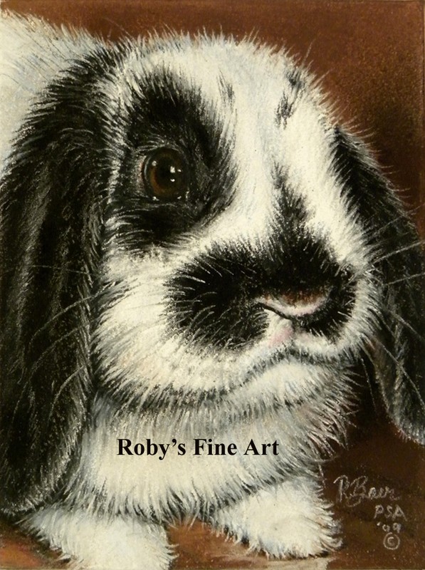 Rabbit Art Print Lop Eared Bunny «Cute Factor» 8×10 Giclee by Artist Roby Baer