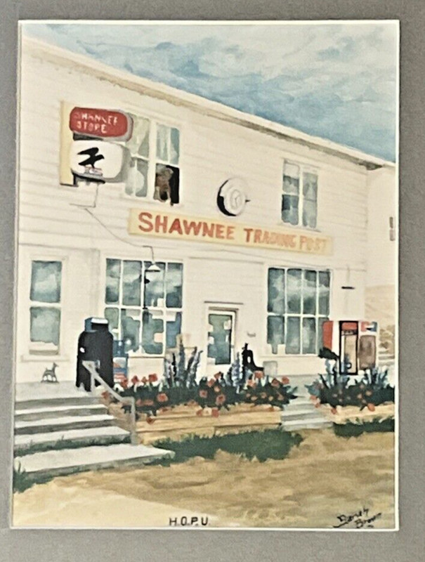 Art Print Shawnee Trading Post, Sarah Brown 1996, H.O.P.U, Oklahoma, Matted gallery