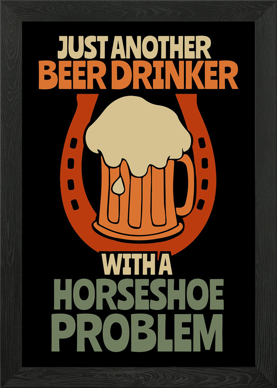 Drink Beer Horseshoe Horse Framed Wall Art Poster Canvas Print Picture