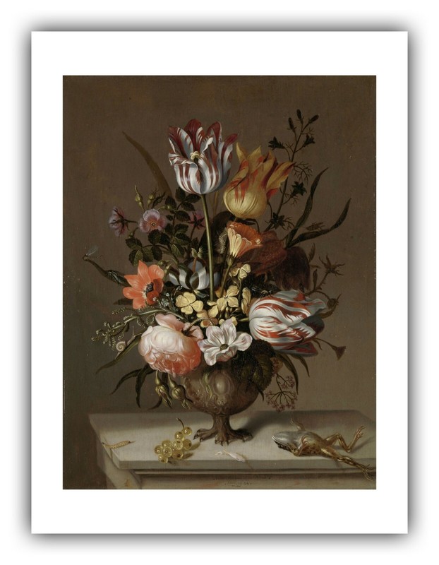 Jacob Marrel : «Still Life with Vase of Flowers, Frog» (1634) – Fine Art Print