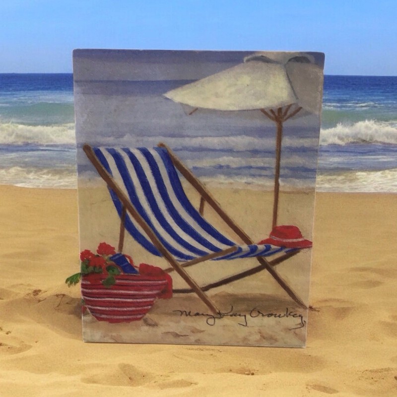 Mary Kay Crowley Signed Print,The Beach, 7 3/4 X 9 3/4 Inches