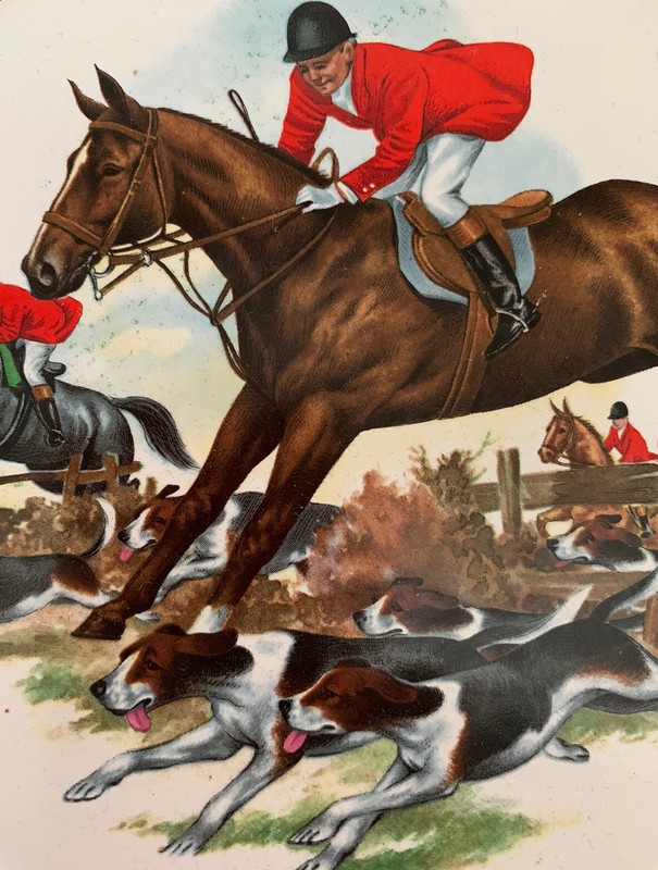 VINTAGE PICTURE HORSE /HOUNDS HUNTING GLAZED TILE CERAMIC FRAMED 24cm 1960s VGC gallery