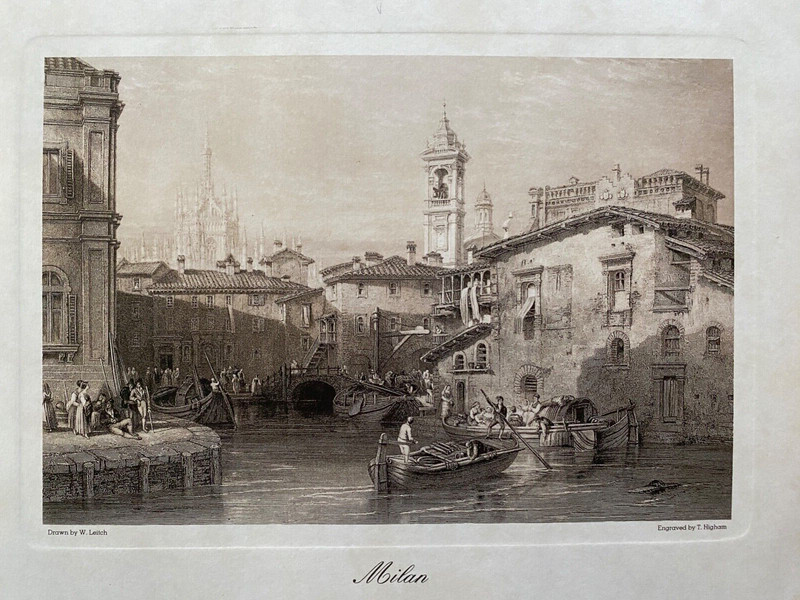 1847 Antique Print; Milan, Italy after W. Leitch