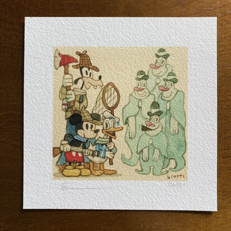 SCOTT C "The Ghost Detectives" 5 x 5 print 236/254 FINE Mickey Mouse GOOFY