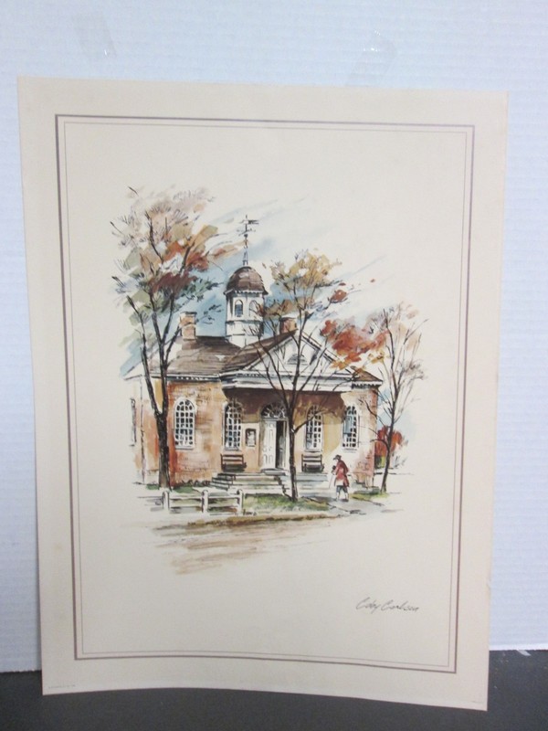 VTG Coby Carlson , Signed “Old Court House" Williamsburg VA 16" x 12" 1977