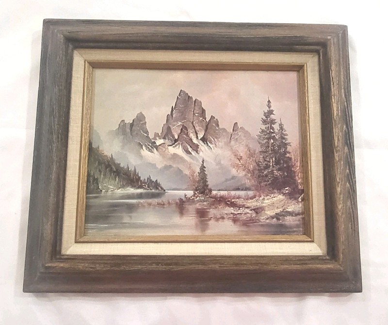 Vtg Framed «Timberline Lake» Litho By Wilmer Retro MCM Landscape Wall Art Decor