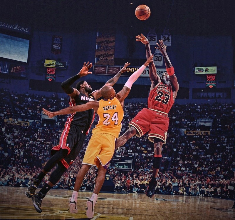 Lebron Jordan Kobe Basketball Legends Large Art Framed Canvas Picture 20×20″