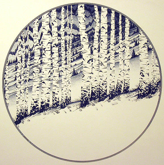 Robert Benjamin SIGNED ORIGINAL ART Lithograph aspen trees winter MAKE OFFER