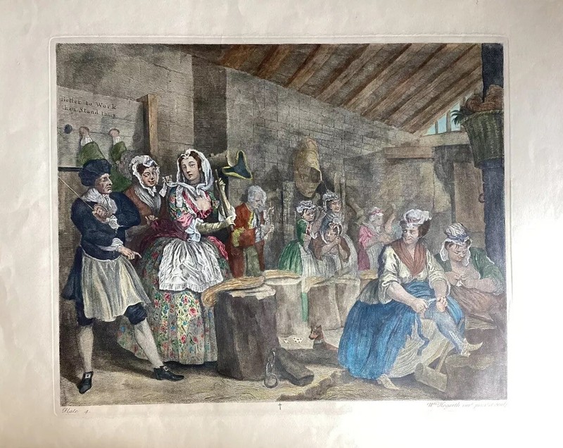 Antique Engraving Scene Tittle Harlot’s Progress Plate 4 After William Hogarth