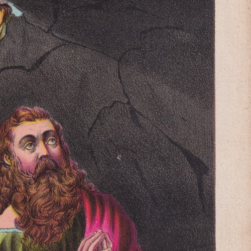 DANIEL IN LIONS DEN Religious Art Antique Print Chromolithograph 1888 gallery