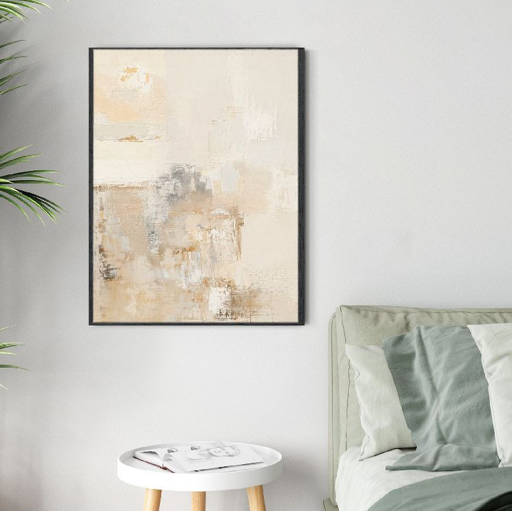 Minimalist Abstract Textured Wall Art Earthy Neutral Canvas Framed Decor gallery