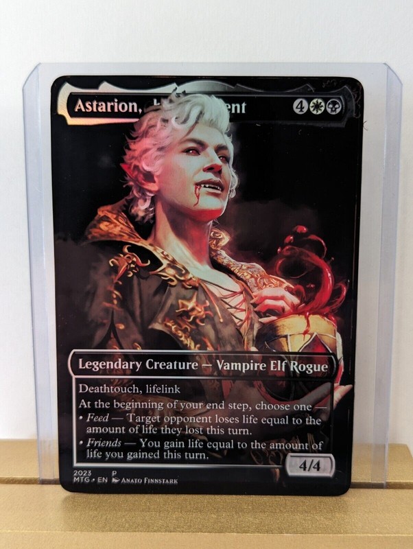 Astarion, the Decadent Custom Foil Sticker on bulk MTG BG3 D&D Commander v4
