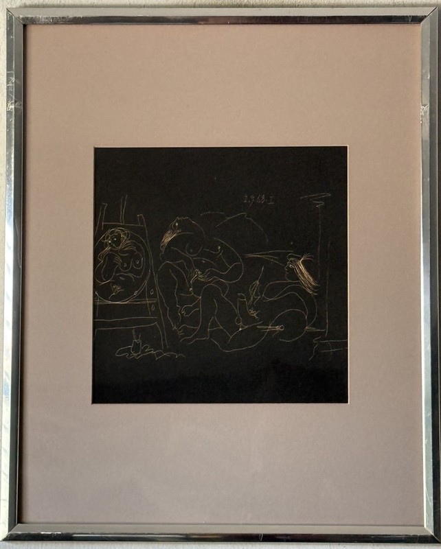 PABLO PICASSO VINTAGE EROTIC CUBISM LITHOGRAPH ENGRAVING OLD MODERN ART 1968