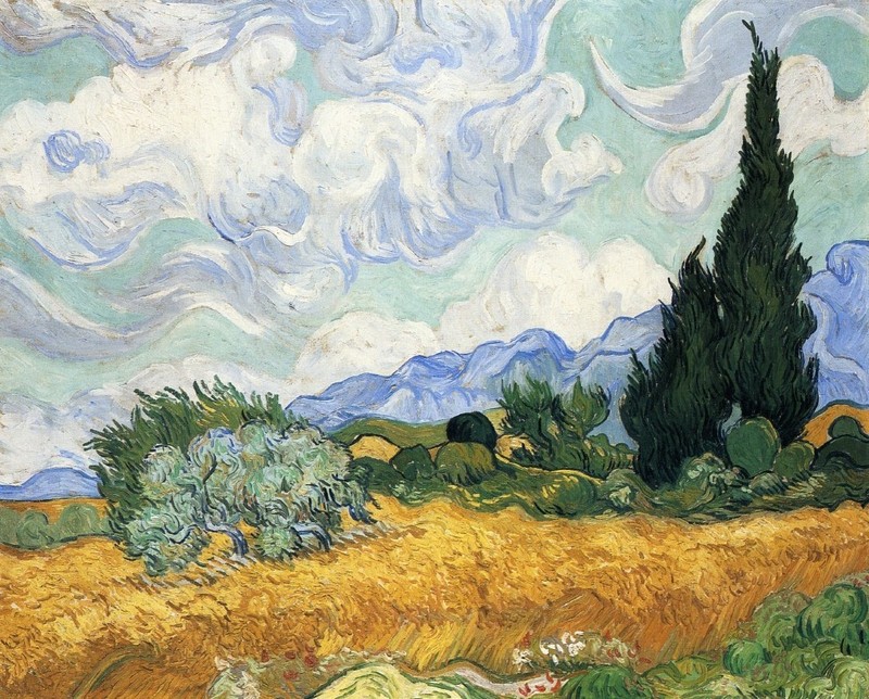 Van Gogh «Wheatfield with Cypresses» On Canvas, Ceramics, and Tiles, Home Décor