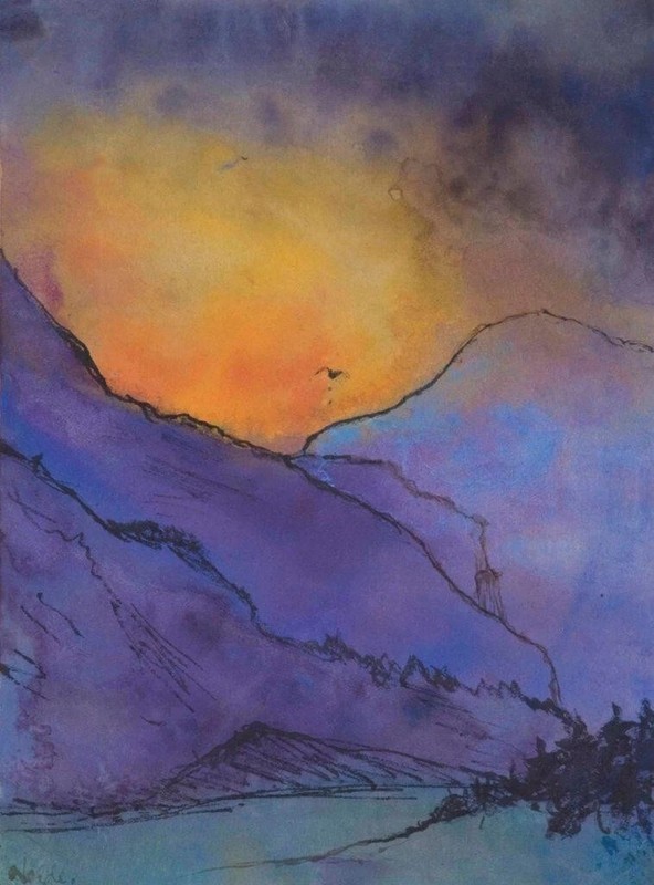 Violet Mountain Landscape by Emil Nolde – 1931 Expressionist VINTAGE art print