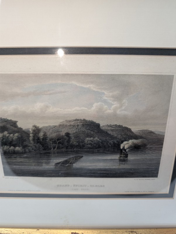 Antique 1850s Mississippi River Steel Engraving – Grand-Spirit-Tables Lake Pepin