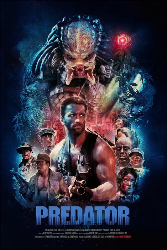 Predator Rich Davies Blue Variant Poster Giclee Print 24×36 Mondo Alien Aliens