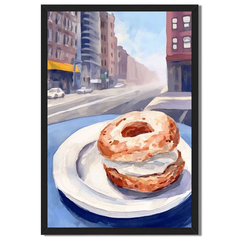 City Street Cafe Bagel Wall Art Canvas Oil Paintings Reproduction
