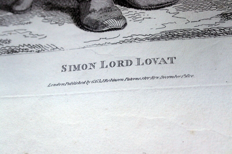 1800 After William Hogarth Engraving SIMON LORD LOVAT Thomas Cook J. Whatman gallery