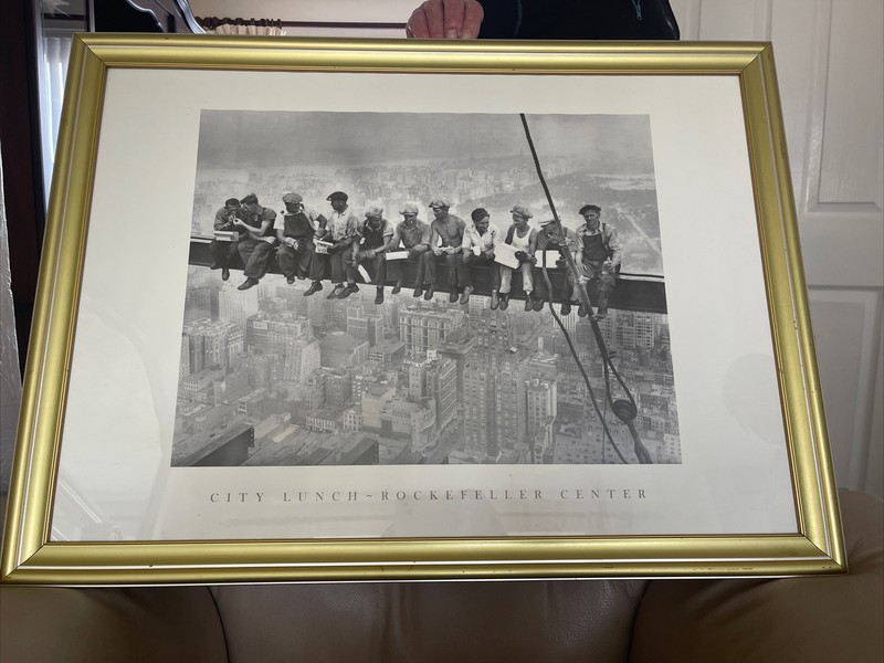 City lunch – Rockafeller Center print with gold and silver frame 77cm/ 56cm